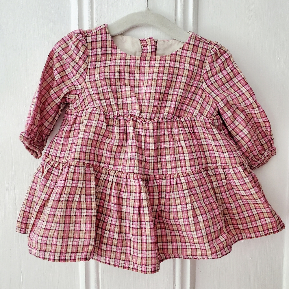 EUC baby GAP Pink Plaid Tiered Dress